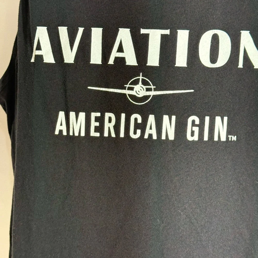 Aviation American Gin Men’s Black Tank Top No Size Tag Best Guess S/M